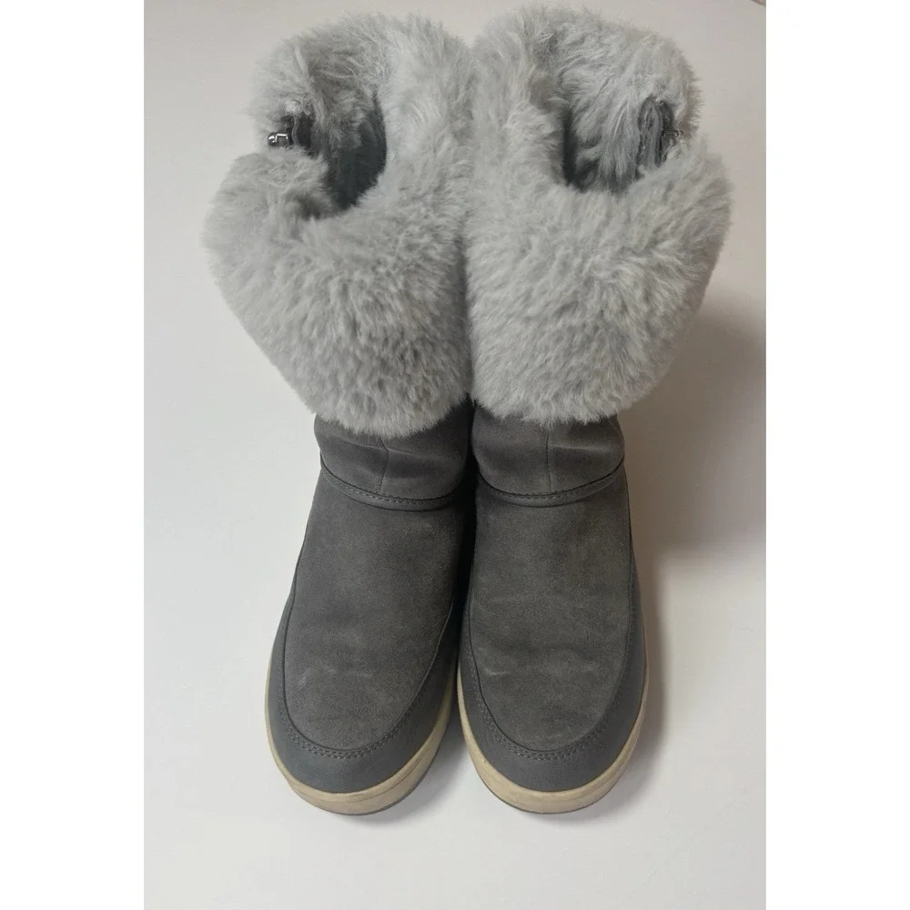 Koolaburra by UGG Womens Grey Suede Faux Fur Zip Winter Boots 1105889 Size 6 - Picture 1 of 12